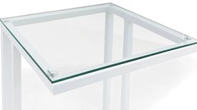 Τραπεζάκι εξωτερικού χώρου Comfort Garden 1134, 68x35x35cm, Άσπρο, Επεξεργασμένο γυαλί, Μέταλλο