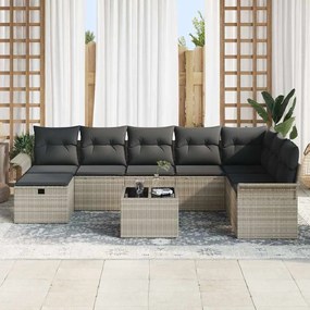 vidaXL Σετ Καναπέ Κήπου 9 pcs Ανοιχτό γκρι 297.5 x 187.5 x 85 εκ