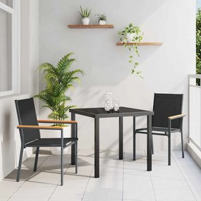 vidaXL Σέτ φαγητού για κήπο 3 pcs Μαύρο Textilene και ατσάλι