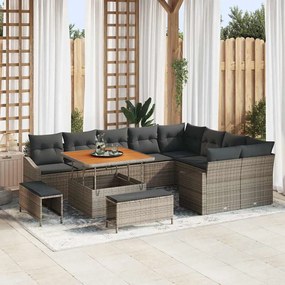 vidaXL Σετ Καναπέ Κήπου με μαξιλάρι 12 pcs Γκρι Πολυ ράταν