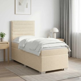 vidaXL Κρεβάτι box spring με στρώμα Κρεμ 90 x 200 cm Ύφασμα