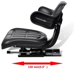 vidaXL Κάθισμα Τρακτέρ με Πλάτη Μαύρο