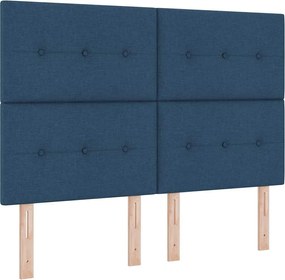 vidaXL Κρεβάτι με ελατήρια με στρώμα Μπλε 140 x 200 cm ύφασμα