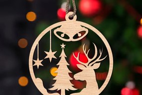 Σετ των 3 Intra απο ξύλο plywood 3mm-4mm πάχος Χριστουγεννιάτικο Στολίδι Δίασταση 8x8 cm INTRAFABR-108652875