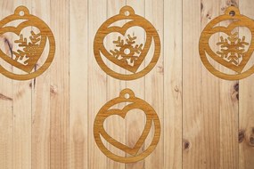 Σετ των 3 Intra απο ξύλο plywood 3mm-4mm πάχος – Κρεμαστό Κρεμαστό Δέντρο ξύλο Κοίλη Καρδιά Χιονονιφάδας 30x30 cm INTRAVECTRY-MY550479