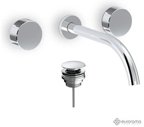 Eurorama Eletta Tecno Chrome Μπαταρία Νιπτήρα Εντοιχισμού και R0338 Chrome Βαλβίδα Clic-Clac 167901-100 R0338-100