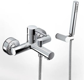 Eurorama Tonda Chrome Μπαταρία Λουτρού Με Tηλέφωνο Anticalcare, Eπίτοιχο Στήριγμα Tηλεφώνου &amp; Άθραυστο Σπιράλ 145210-100