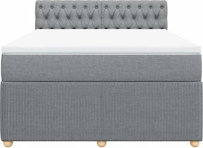 vidaXL Κρεβάτι Boxspring με Στρώμα Ανοιχτό Γκρι 140x200 εκ. Υφασμάτινο