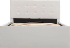 vidaXL Πλαίσιο Κρεβατιού με Αποθηκ. Χώρο Λευκό 90x200 εκ. Συνθ. Δέρμα