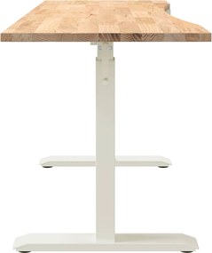 vidaXL Γραφείο Λευκό και Φυσικό 140 x 60 cm Στερεό Ξύλο Δρυός