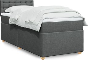 vidaXL Κρεβάτι Boxspring με Στρώμα Σκούρο Γκρι 90x190 εκ. Υφασμάτινο
