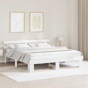 vidaXL Κρεβάτι με Κεφαλάρι Λευκό 200x200 εκ Μασίφ Ξύλο Πεύκου