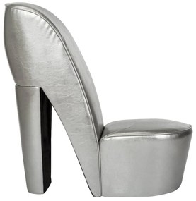 vidaXL Κάθισμα Γόβα Ασημί από Συνθετικό Δέρμα
