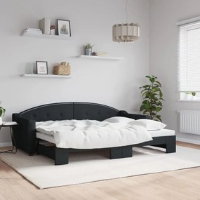 Καναπές Κρεβάτι Συρόμενος Μαύρος 80 x 200 εκ. Υφασμάτινος - Μαύρο