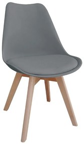 ΕΜ136,44 MARTIN Καρέκλα Ξύλο, PP Γκρι Μονταρισμένη Ταπετσαρία Φυσικό/Γκρι,  Ξύλο/PP - PC - ABS, , 4 Τεμάχια