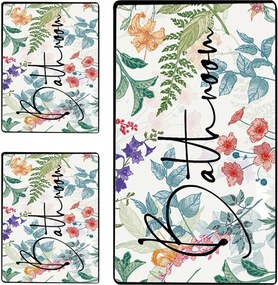 Bathmat Set (3 Pieces) Green In Flower Multicolor