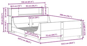 Σκελετός Κρεβ. Χωρίς Στρώμα Λευκό 150x200 εκ Μασίφ Πεύκο - Λευκό