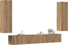 vidaXL 4 τεμαχίων σετ επίτοιχου ντουλαπιού τηλεόρασης Artisan Oak