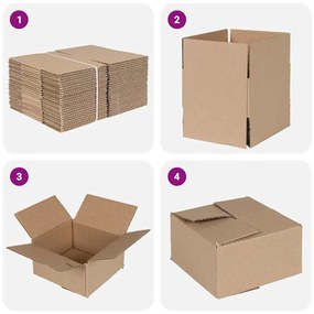 vidaXL Πτυσσόμενο Κουτί 50 pcs Καφέ 15 x 15 x 8 εκ. Χαρτόνι