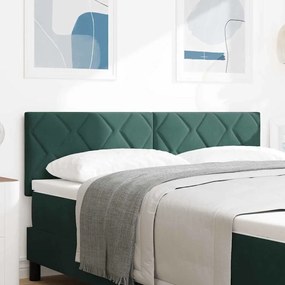vidaXL LED Κεφαλάρι με φώτα λωρίδας LED Σκούρο πράσινο 160 cm Βελούδο