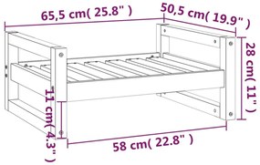 Κρεβάτι Σκύλου Μελί 65,5x50,5x28 εκ. από Μασίφ Ξύλο Πεύκου - Καφέ