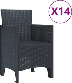 vidaXL Σετ Τραπεζαρίας Κήπου με Μαξιλάρια 15 pcs Ανθρακί PP