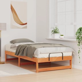 vidaXL Κρεβάτι με λαβές μεταφοράς Καφέ 90 x 200 εκ. Μασίφ ξύλο πεύκου