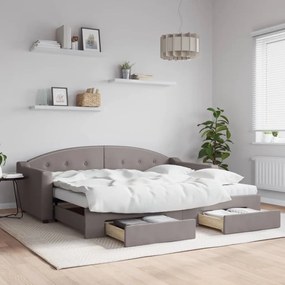 Καναπές Κρεβάτι Συρόμενος Taupe 90x200 εκ. Ύφασμα &amp; Συρτάρια 3197587