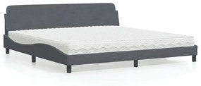Κρεβάτι με Στρώμα Σκούρο Γκρι 200x200 εκ. Βελούδινο