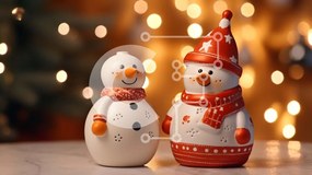 Intra Συλλεκτικό Ξύλινο Παζλ Plywood 4mm - Ειδώλια χιονάνθρωποι διακοπών με φωτισμένο φόντο Σε Ξύλινο Κουτί - Διαστάσεις: 10x10 cm – 25 κομμάτια