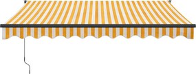 vidaXL Τέντα Πτυσσόμενη Κίτρινη/Λευκή 3 x 2,5 μ. Ύφασμα και Αλουμίνιο