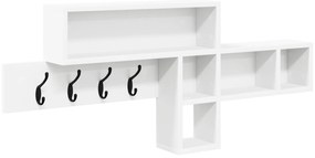 vidaXL Τοίχου Κρεμάστρα Λευκό 100 x 12 x 43.5 εκ Επεξεργασμένο ξύλο