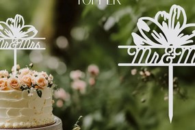 Σετ των 2 Intra απο ξύλο plywood 3mm-4mm πάχος – Γαμήλια Floral Cake Topper Δίασταση 20x20 cm INTRAFABR-116656799