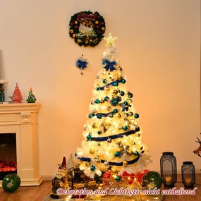 Costway Τεχνητό Χριστουγεννιάτικο Δέντρο με Μεταλλική Βάση 150 εκ. Λευκό CM19733