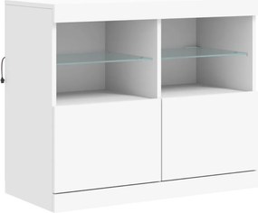 vidaXL Μπουφές με Φώτα LED Λευκός 81 x 37 x 67 εκ.