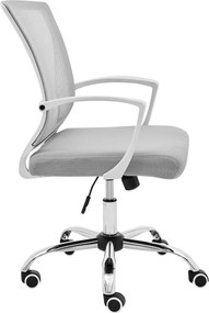 BF2120-S Πολυθρόνα Γραφείου Άσπρο - Μέταλλο Βάση Χρώμιο Mesh Γκρι   1τμχ