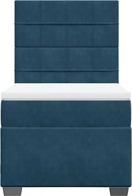 vidaXL Κρεβάτι Boxspring με Στρώμα Μπλε 90x200 εκ. Βελούδινο