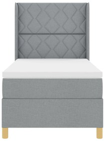 vidaXL Κρεβάτι Box Spring με Στρώμα  Γκρι 90x200 εκ Υφάσμα