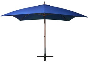 Ομπρέλα Κρεμαστή με Ιστό Αζούρ Μπλε 3 x 3 μ. Μασίφ Ξύλο Ελάτης - Μπλε
