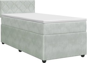 vidaXL Κρεβάτι box spring με στρώμα Ανοιχτό γκρι 100 x 200 cm Βελούδο