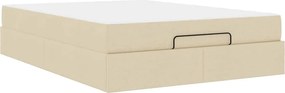 vidaXL Σκελετός κρεβατιού με στρώμα με στρώμα 2 pcs Κρεμ ύφασμα
