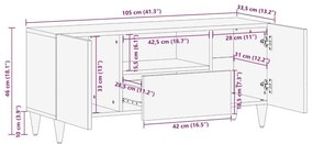 ντουλάπι τηλεόρασης 105x33,5x46 cm μασίφ ξύλο Mango - Καφέ