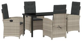 vidaXL Σέτ φαγητού για κήπο 5 pcs Ανοιχτό γκρι συνθετικό ρατάν