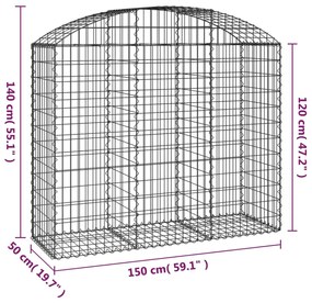 vidaXL Συρματοκιβώτιο Τοξωτό 150x50x120/140εκ. από Γαλβανισμένο Χάλυβα