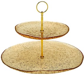 Ορντεβιέρα Διώροφη Lovizna 80.490.073 Φ33/22cm Amber Cryspo Trio Glass