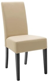 Chair Ditta with ecru pu - wooden legs black 45x58x96 εκ.