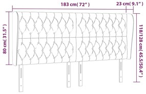 Κεφαλάρι με Πτερύγια Μαύρο 183x23x118/128 εκ. Υφασμάτινο - Μαύρο