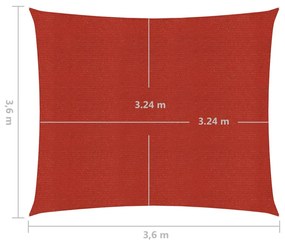 vidaXL Πανί Σκίασης Κόκκινο 3,6 x 3,6 μ. από HDPE 160 γρ./μ²