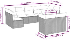 vidaXL Σαλόνι Κήπου Σετ 9 τεμ. Καφέ από Συνθ. Ρατάν με Μαξιλάρια