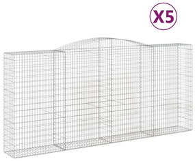 vidaXL Συρματοκιβώτια Τοξωτά 5 τεμ. 400x50x180/200 εκ. Γαλβαν. Ατσάλι